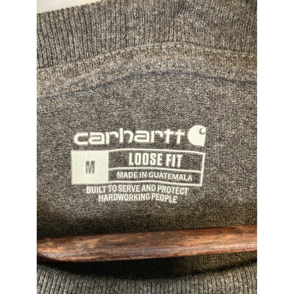 Workwear Carhartt Mens Medium Gray Long Sleeve Graphic Logo T-Shirt TK0231-M - Picture 3 of 10